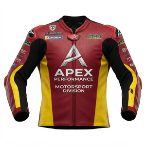 Men’s Cowhide Leather <b>Racing</b> <b>Jacket</b>/Chaqueta MotoCP Style CE Level 2 Armor Motorcycle Track Riding Protective Gear CE - Product Image 1