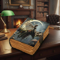 Livre Grimoire Classique en Cuir Imprimé Fait Main, Journal Occulte Vintage pour la Lecture des Sortilèges et la Magie des Ombres