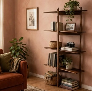 <b>Modern</b> Wooden Ladder Bookcase 4-Tier Freestanding <b>Shelf</b> Unit for Living Room Home Office Storage Rack - Product Image 2