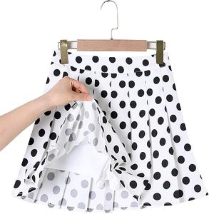 Jupe courte plissée à pois pour femme, taille normale, confortable, toutes saisons, en polyester tissé - Product Image 4