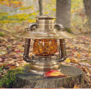 Elegant table <b>top</b> brass oil burner base with removable clear fluted glass hurricane chimney, available at wholesale prices. - Product Image 5