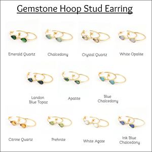 <b>Emerald</b> Quartz Gemstone Gold Plated Hoop Earrings Pear Green Gemstone <b>Set</b> Statement Earrings <b>Jewelry</b> Daily Wear Earring <b>Jewelry</b> - Product Image 2