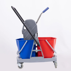 34L 2-Bucket Mop Wringer Seau Outils de nettoyage Wringer Trolley Cart - Product Image 3
