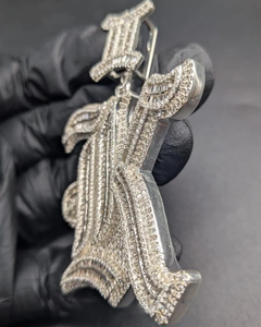 Moissanite Iced Out Gothic Winged <b>Initial</b> Pendant Hip Hop Luxury Statement <b>Necklace</b> Custom Streetwear Jewelry - Product Image 2