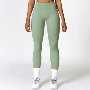 Leggings de Yoga para Mujer, Cintura Alta Elástica, Color Sólido, Spandex/Nylon, Secado Rápido, Transpirables, Antibacterianos - Product Image 2