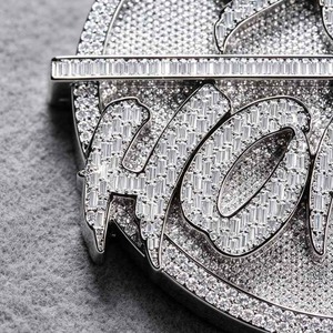 Wholesale Supply Custom Iced Out Letter <b>Initial</b> Pendant Geometric <b>Necklace</b> for Men Hip Hop Party and Special Occasion for Sale - Product Image 2