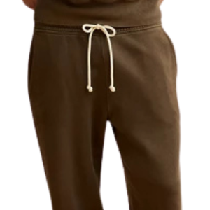 Men Dark Brown Fleece Sweatpants Drawstring Elastic Waist Straight Leg Relaxed Fit Casual Winter Lounge <b>Trousers</b> <b>with</b> <b>Pockets</b> - Product Image 5