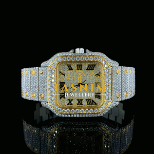 Reloj Deportivo de Moda para Hombre con Diamantes de Moissanita, Cronógrafo con Movimiento ETA de 41 mm, Acero Inoxidable Chapado en Oro Blanco/Amarillo - Product Image 1