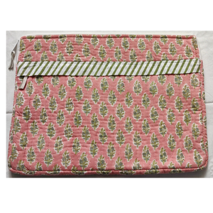 Funda de Algodón Acolchada para Portátil, con Cierre, Estampada a Mano, Artesanal de Jaipur, Ecológica y de Primera Calidad, con Múltiples Bolsillos, Duradera para Uso Diario - Product Image 1