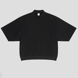 Camisetas casuales de felpa francesa de corte holgado al por mayor, camiseta de algodón de alto gramaje con cuello simulado, camiseta de manga corta para hombre con logo personalizado - Product Image 6