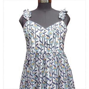Eco-friendly Washable Dry Cleaning Custom Women's <b>Vintage</b> V-neck Full Sleeve 100% Cotton Knitted Digital Printed Floral <b>Dress</b> - Product Image 6