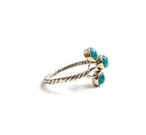 Elegant Three Round <b>Turquoise</b> <b>Ring</b> Handmade 925 Silver Twisted Rope Band Statement Gemstone Jewelry for Unisex Wear - Product Image 3