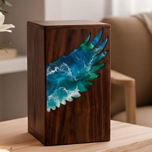 Antique Style Wooden Burial Urn Natural Oak Wood Funeral Urn for Ashes Decorative Wooden Urn with Floral Carving by AYAANS - Product Image 5