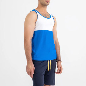 Latest Design Sleeveless Round Neck Custom Plain Breathable Knitted Sporty Gym Summer <b>Men's</b> Tank Top - Product Image 4