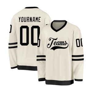 Custom Men's <b>White</b> Ice Hockey Jersey V-Neck Full Sleeve Breathable Polyester Custom Name Number Front Print - Product Image 1
