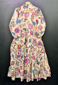 ชุดเดรสผ้าฝ้าย100% ทรงเอเอวผ้าคอตตอนพิมพ์ลายดอกไม้ชุดเดรสมิดิแต่งพู่สำหรับผู้หญิงใส่สบายระบายอากาศได้ดีมีสไตล์สำหรับฤดูร้อน - Product Image 6