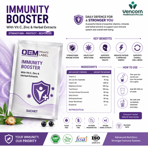 Sachet Reforzador de la Inmunidad, Vitamina C, Zinc, Extracto Herbal en Polvo, Mezcla para Bebida - Product Image 1