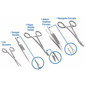 Kit d'outils de dissection manuels en acier inoxydable de classe II, 5 pièces, avec sonde, ciseaux, pinces - Laboratoire chirurgical par Dentavex - Product Image 4