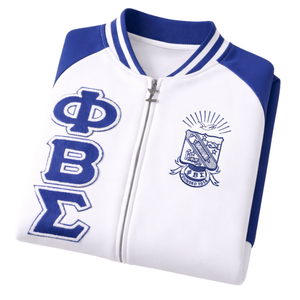 Chaqueta Varsity Blanca de Felpa Phi Beta Sigma, Ropa de Fraternidad Griega con Estilo Universitario Clásico, Calidez y Comodidad Premium - Product Image 6