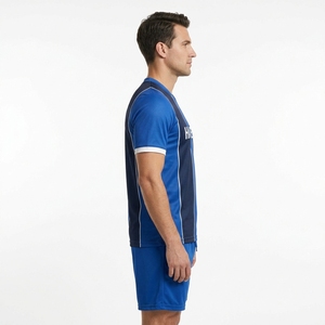 Conjunto de Camiseta de Fútbol para Hombre Hawk Eye, Azul a Rayas, Cuello en V, Manga Corta, Uniforme Transpirable para Adultos - Product Image 6