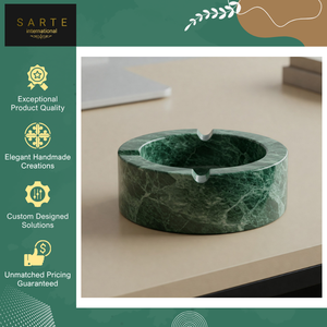 New Stock Arrival High Quality Indoor/Outdoor Tabletop Use Modern Hand Carved Luxury Green <b>Marble</b> Ashtrays Ash Catchers Polished - Product Image 2