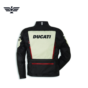 Veste de moto touring coupe-vent premium pour homme Ducati, blanc et noir, impression réfléchissante, % polyester, manches longues, protection intégrale - Product Image 2