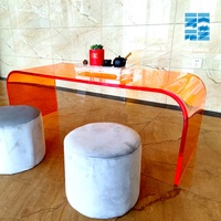 Table basse rectangulaire en acrylique effet cascade, couleurs Lucite, personnalisable, fabrication OEM, fournisseur d'usine