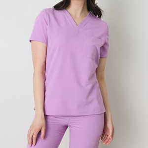 Personalized Logo Medical <b>Scrubs</b> <b>Set</b> Mandarin Collar 4-Way Stretch Polyester Spandex Nurse Jogger Uniform Hospital Workwear - Product Image 3