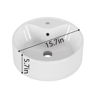 Lavabo da Appoggio in Ceramica Bianco Lucido per Bagno 15.7\" X 5.7\" - Lavandino da Bagno 15.7\" X 5.7\" - Product Image 5