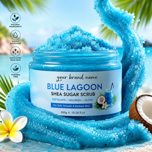Blue Lagoon Shea Sugar <b>Scrub</b> for <b>Body</b> Moisturizing Exfoliating <b>Body</b> Polish with Shea Butter for Dead Skin Removal OEM Wholesale - Product Image 1