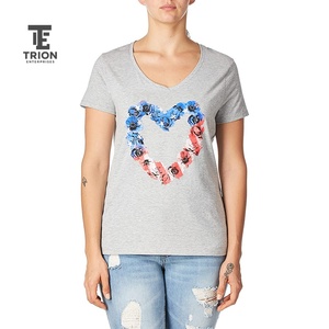Camiseta de Manga Corta con Cuello Redondo y Bordado Floral para Mujer, Estilo Casual Holgado, para Primavera/Verano, 100% Algodón Tejido - Product Image 6