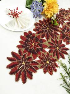 Handmade Eco-Friendly Beaded <b>Christmas</b> Place <b>Mat</b> Red Green Gold Luxury Traditional Wedding Home Use Decor by Blossom Craft India - Product Image 3