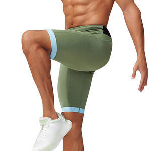 High Waist Olive Green Compression <b>Shorts</b> <b>Spandex</b> Nylon Quick Dry Elastic Waist Sporty Knitted Gym <b>Shorts</b> - Product Image 5