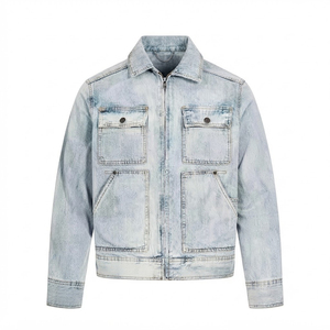 Veste en jean pour homme avec doublure en denim délavé, vente en gros, livraison rapide - Product Image 1