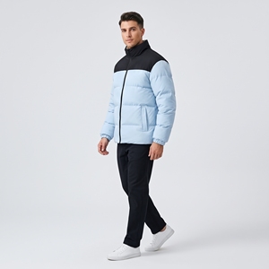 Veste matelassée colorée pour homme, fermeture éclair intégrale, veste d'hiver chaude, col haut, vêtements d'extérieur décontractés - Product Image 3