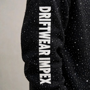 DRIFTWEAR IMPEX Survêtement tricoté surdimensionné à imprimé papillon en relief - Hoodie zippé streetwear hip-hop orné de strass et joggers superposés - Product Image 5