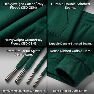 Conjunto Deportivo Personalizado para Hombre, de Felpa de Algodón Grueso de 350 GSM, Sudadera con Capucha Extra Grande y Pantalones Deportivos - Product Image 2