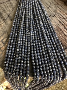 Collier de perles en saphir naturel 3mm, saphir bleu facetté, pierre précieuse de guérison pour la fabrication de bijoux, pierre de naissance de septembre, Modi Gems - Product Image 2
