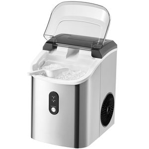 Macchina per Ghiaccio a Pepite 33 libbre/24H in Acciaio Inossidabile con Funzione Auto-Pulente e Cestello per Ghiaccio Masticabile per Auto/Camper - Product Image 1