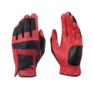 Gants de golf en cuir véritable rouge, antidérapants, respirants, unisexes, à enfiler, pour le sport - Product Image 1