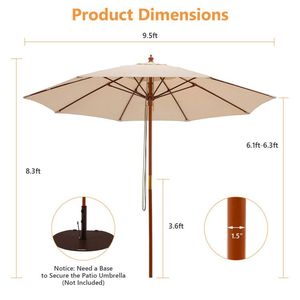 ร่มสนามทรงกลมขนาด 9.5 ฟุต พร้อมโครงไฟเบอร์กลาส ดีไซน์ยกด้วยรอก ฐานมีสไตล์ - Product Image 2