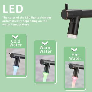 Rubinetto da Cucina Commerciale Monocomando con LED e Doccetta Estraibile per Lavello - Product Image 4