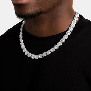 Collar de Cadena de Eslabones de Plata 925 con Moissanita para Hombre, Estilo Hip Hop, Chapado en Oro, Joyería de Lujo, Elegante y Brillante, Personalizado - Product Image 2