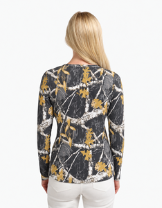 Camiseta de Manga Larga con Estampado de Camuflaje Personalizada para Mujer, Cuello Redondo, Corte Ajustado, Estilo Urbano - Product Image 2