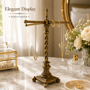 Premium Brass Jewelry Stand with Rotating Arms Necklace Bracelet Holder Elegant <b>Vanity</b> Organizer Display Rack for Home Decor Use - Product Image 4