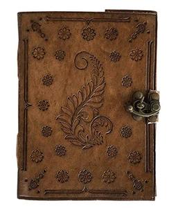 Leather Sewing Binding Embossed Single <b>Leaf</b> Design Travel Diary Planner Handmade Gift A5 - Product Image 1