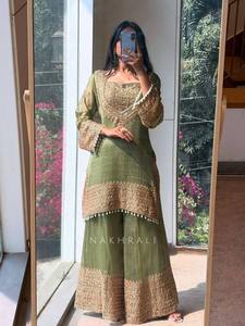Latest Designer Heavy Embroidery Fully <b>Stitched</b> & Ready to Wear Top Bottom Dupatta Set for Women - Product Image 4