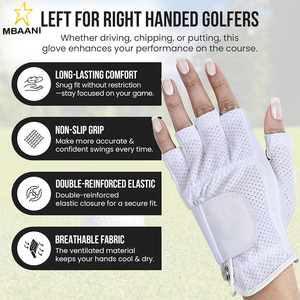 ถุงมือกอล์ฟแบบครึ่งนิ้วสำหรับทุกสภาพอากาศสำหรับผู้ชายและผู้หญิง - Product Image 3