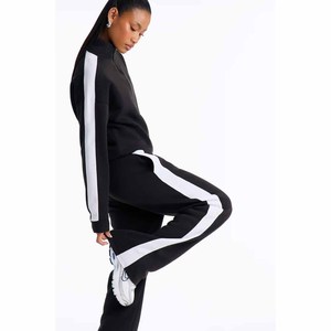 <b>Women's</b> Black <b>White</b> Stripe Tracksuit Set Full Sleeve Fleece Sporty Loose Fit 2 Piece All Seasons <b>Joggers</b> Sweatshirt - Product Image 3