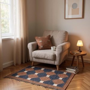 Tapis géométrique Kilim fait main, rectangulaire, en laine, à poils moyens, écologique, tufté à la main, pour salon, nettoyage localisé, Krafterscustom - Product Image 5